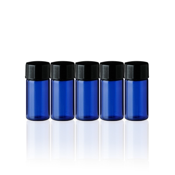 3ml小分けビン ブラウン・ブルー［ブラックキャップ］5本セット【遮光】( 3ml小分けビン ブルー［ブラックキャップ］5本セット【遮)