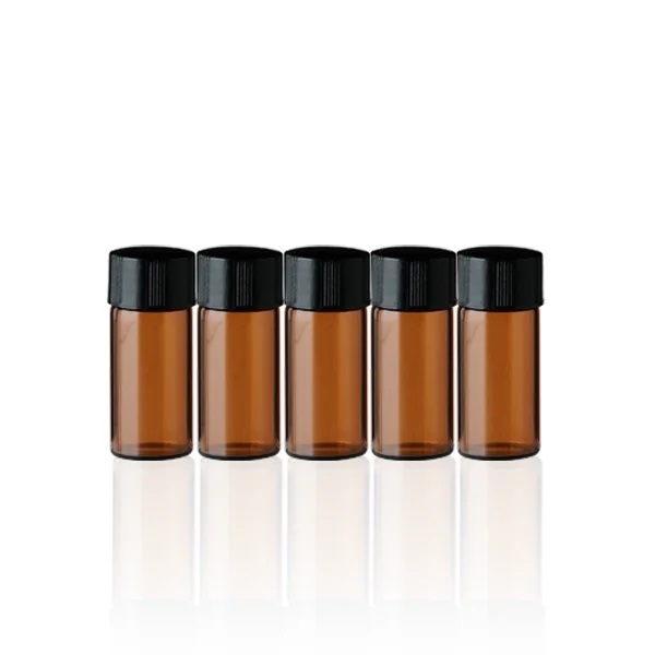 3ml小分けビン ブラウン・ブルー［ブラックキャップ］5本セット【遮光】( 3ml小分けビン ブラウン［ブラックキャップ］5本セット【)