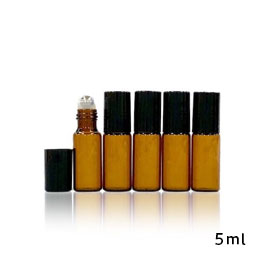 ロールオンスリム・ブラウン［ブラックキャップ］5本セット【遮光】（3ml、5ml、10ml）(5ml)