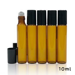 ロールオンスリム・ブラウン［ブラックキャップ］5本セット【遮光】（3ml、5ml、10ml）(10ml)