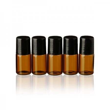 ロールオンボトル ［ブラウン・ブルー］【ブラックキャップ】（1ml、2ml）(2ml/ブラウン【5本セット】)