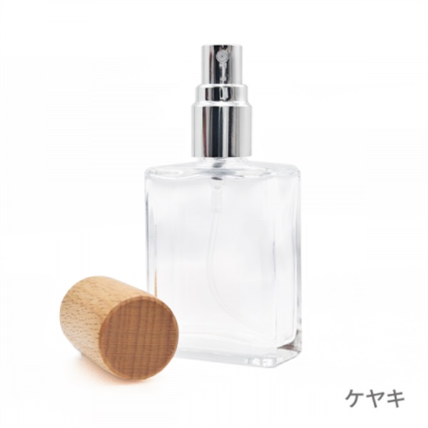 15mlスプレーボトル　レクタングル［ウッドキャップ］(ウッドキャップ［ケヤキ］)