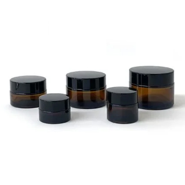 クリームジャー  ブラウン［ブラックキャップ］【遮光】【5g、10g、20g、30g、50g、100g】