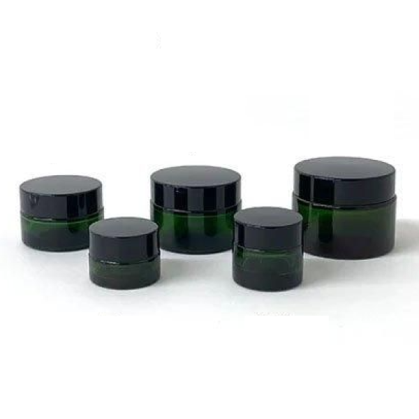 クリームジャー グリーン［ブラックキャップ］【遮光】【5g、10g、20g、30g、50g】