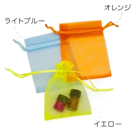 オーガンジー　3枚セット（全9色）【小・大】(【小】イエロー　×　オレンジ　×　ライトブルー)