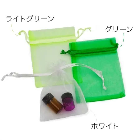 オーガンジー　3枚セット（全9色）【小・大】(【小】ライトグリーン　×　ホワイト　×　グリーン)