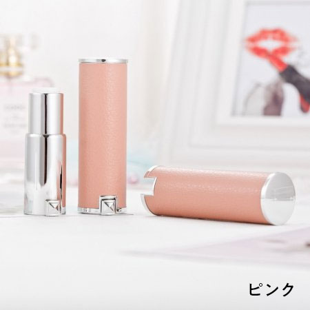 リップケース　ラウンドレザー(ピンク)