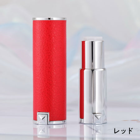 リップケース　ラウンドレザー(レッド)