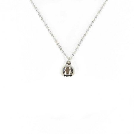 セルフデコレーションネックレス用　メタルキャップ＆チェーンセット(パッキン付き)(シルバー)